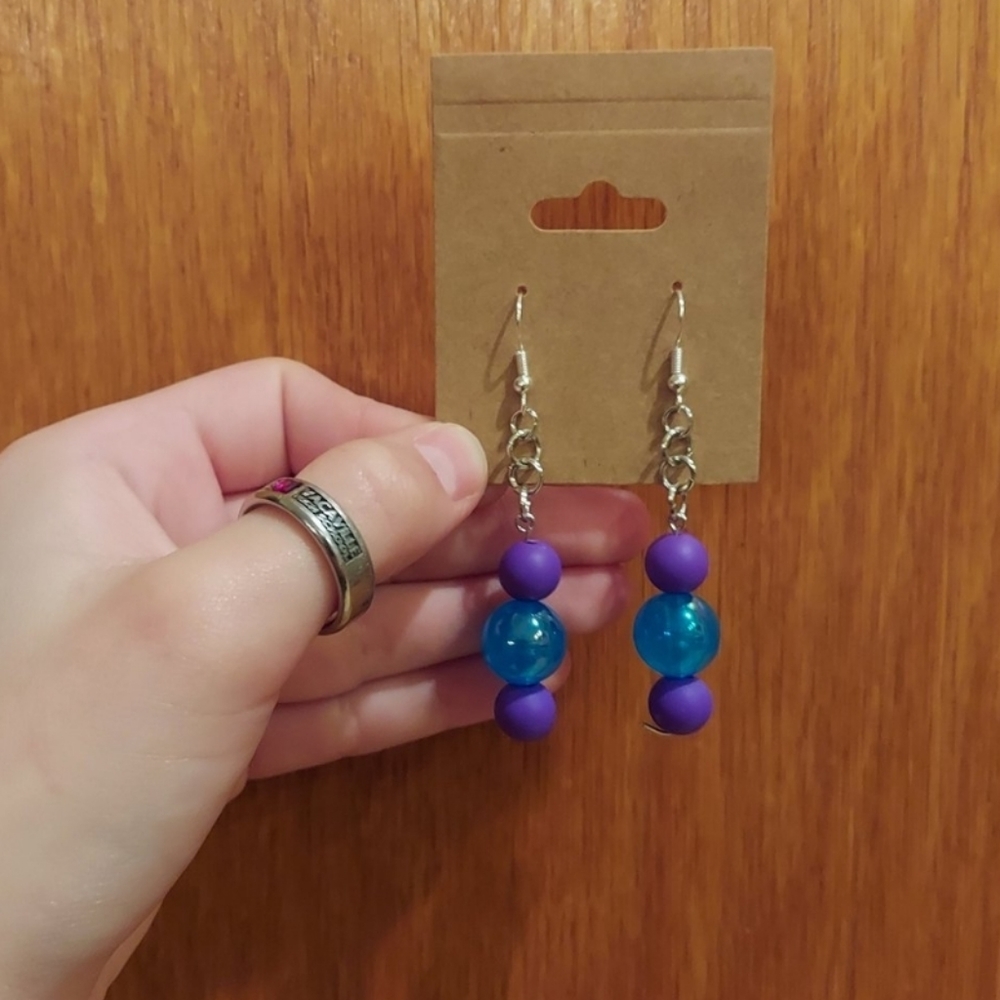 Handmade blue and purple earrings